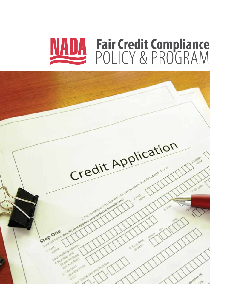 NADA39s Fair Credit Compliance Policy Amp Program  National Bb  Cadaopenroad  Form