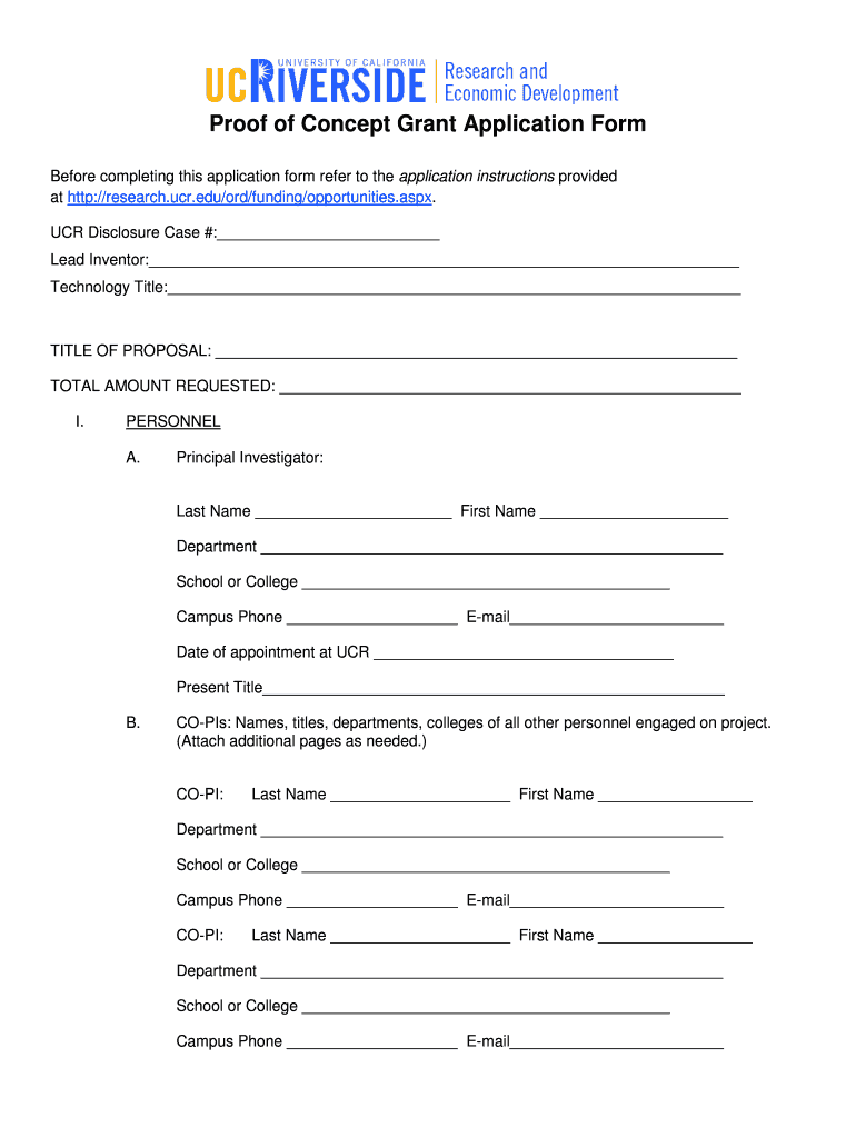 Proof of Concept Grant Application Form