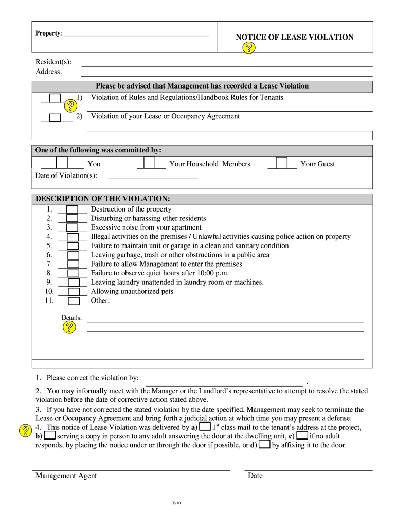  Property NOTICE of LEASE VIOLATION Metroplains Management 2010-2024