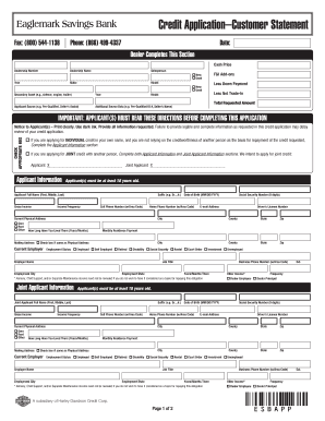  Credit Application Customer Statement 2013-2024