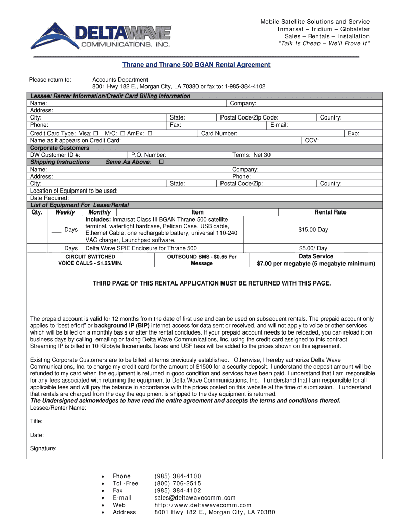 Download Rental Application  Delta Wave Communications Inc  Form