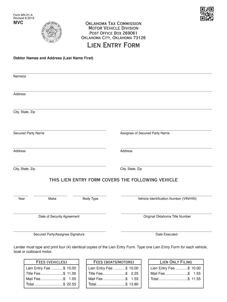 Oklahoma Lien Entry Form PDF