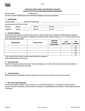 NPDES Form 2 for Industrial Facilities
