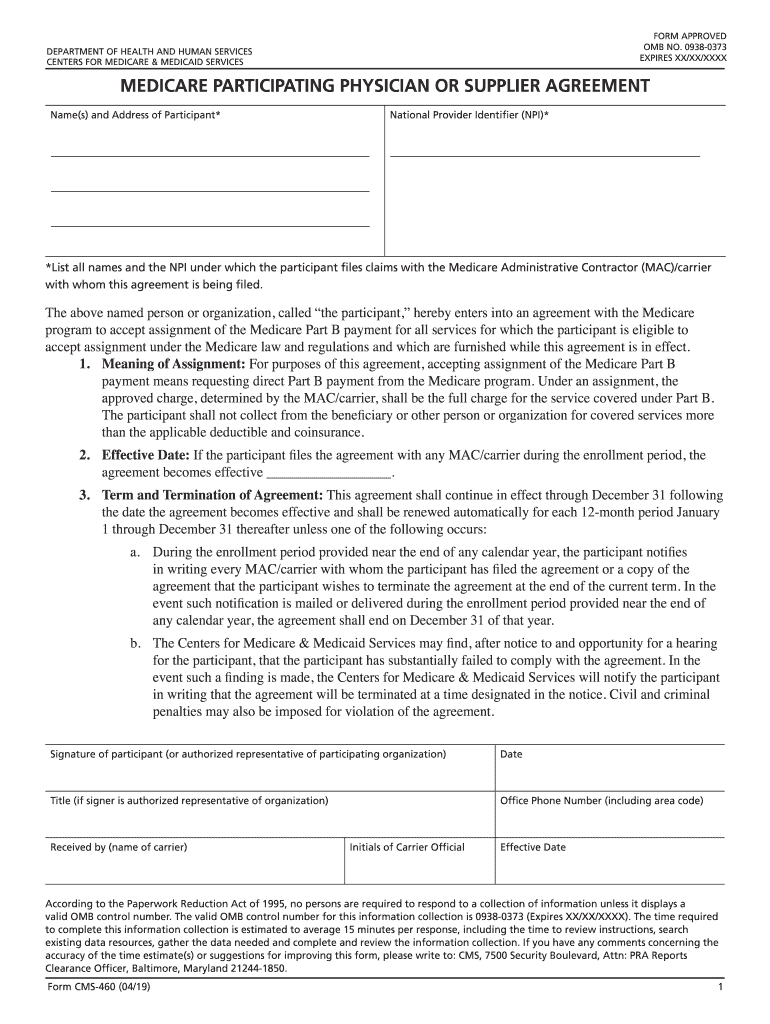  Form Cms 460 2019-2024