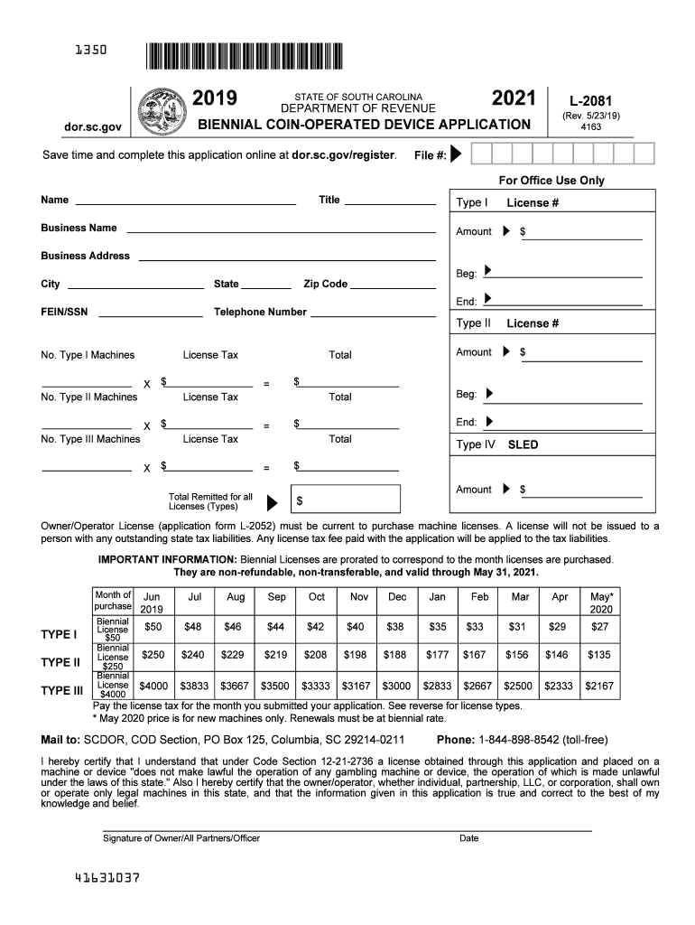 BIENNIAL COIN OPERATED DEVICE APPLICATION  Form
