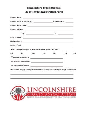 Tryout Registration Form