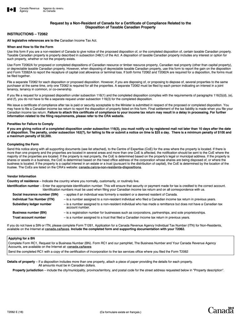 Disposition of Taxable Canadian Property  Form