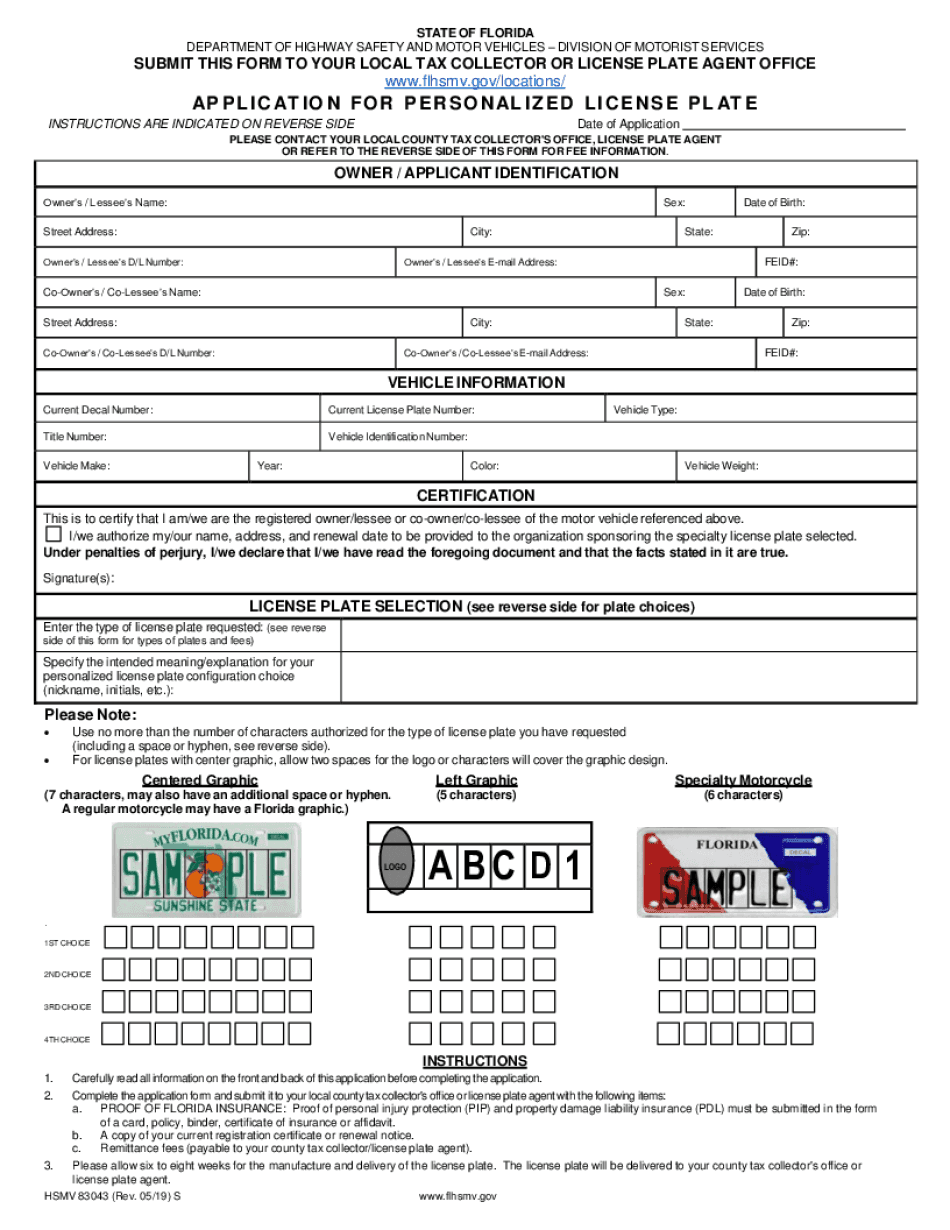  Forms Florida Department of Highway Safety and Motor Vehicles 2019