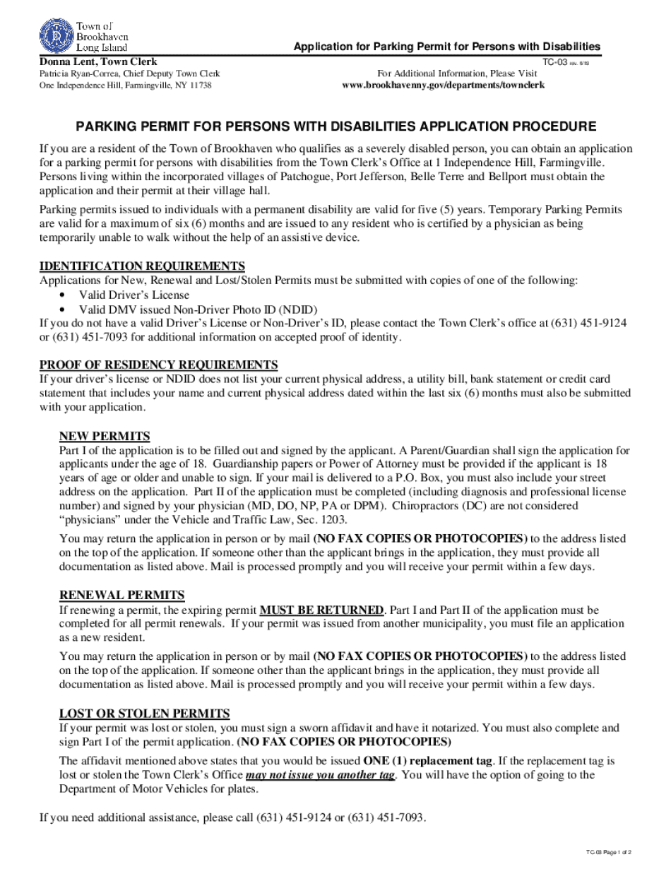  Parking Permit for Disabled Persons Application DOC 2019