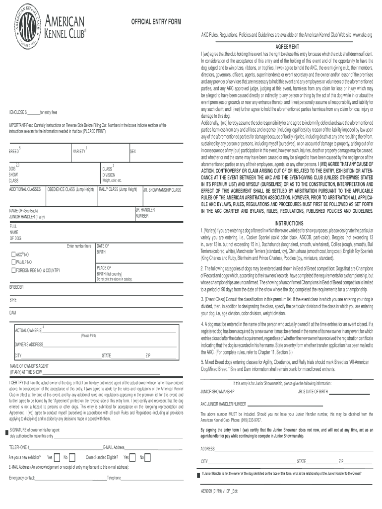 Akc Entry Form