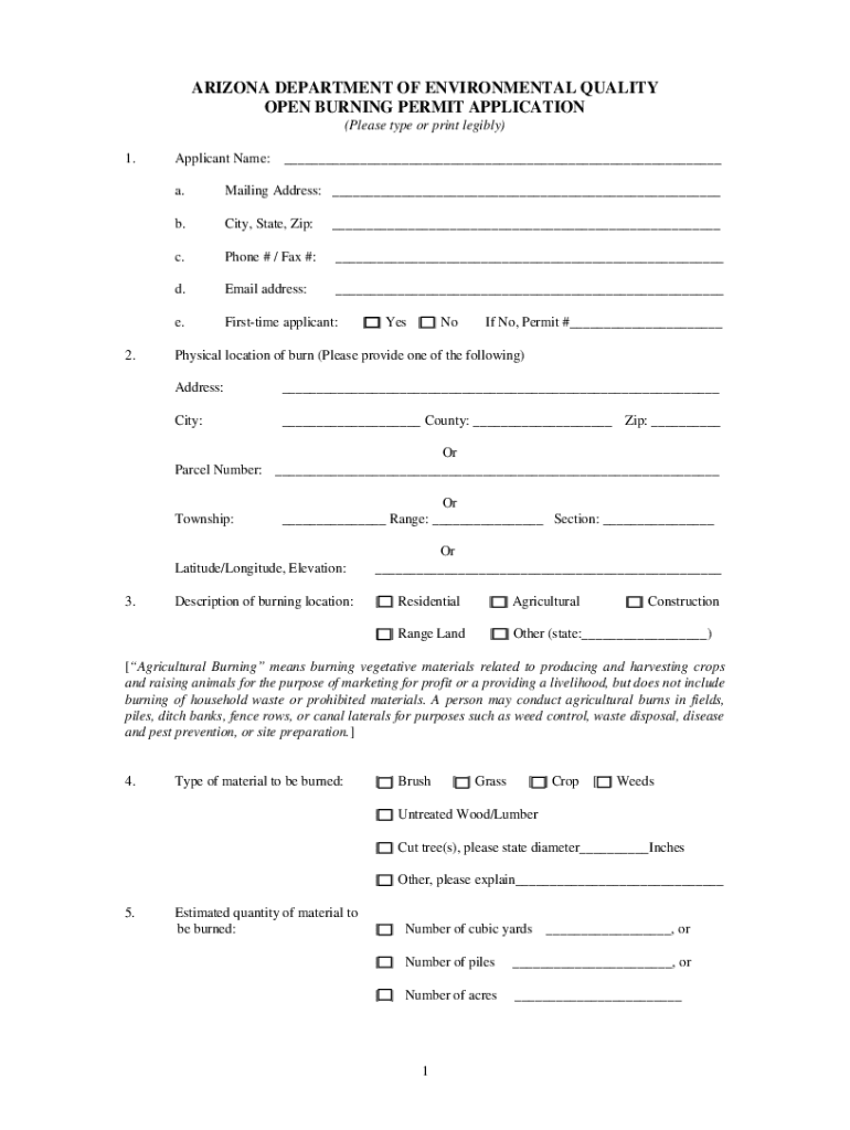  Burning Permit Sonoita 2016-2024