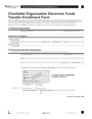 Charitable Organization Electronic Funds Transfer Enrollment Form