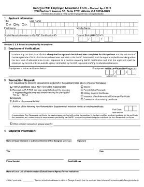  Georgia Employers Assurance Form 2019