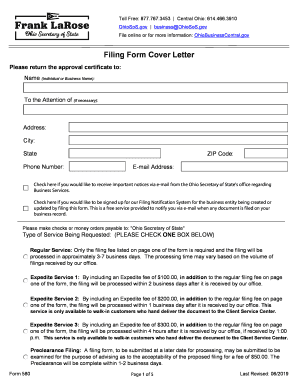  Ohio Secretary of State Agent Notification Form for Unincorporated Nonprofit Associations 2019-2024