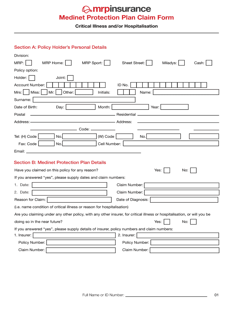 Mr Price Medinet Account Holder Option  Form