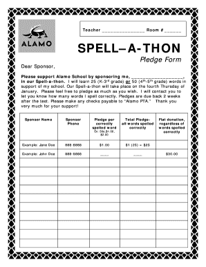 Spell a Thon Pledge Form