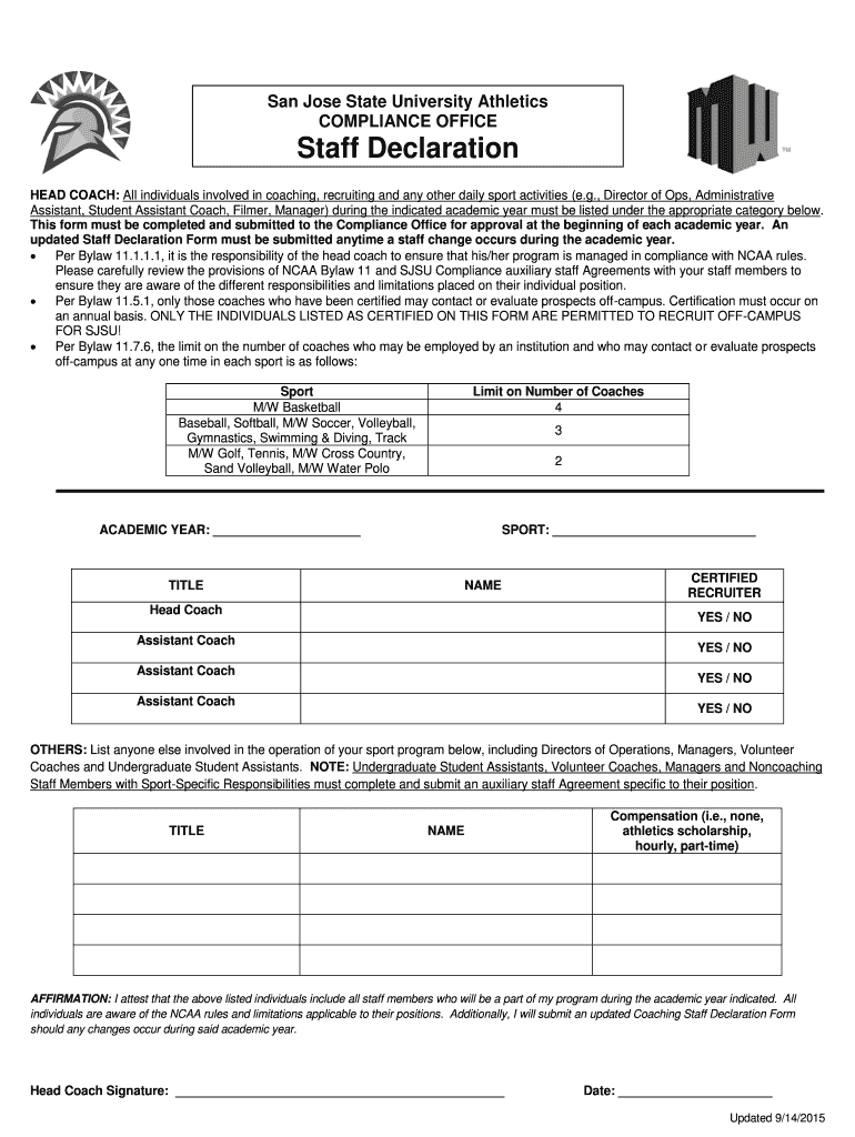  Staff Declaration 2015-2024