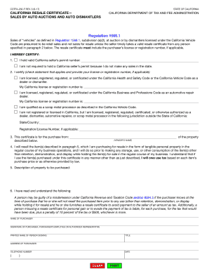 California Resale Certificate Sales ...