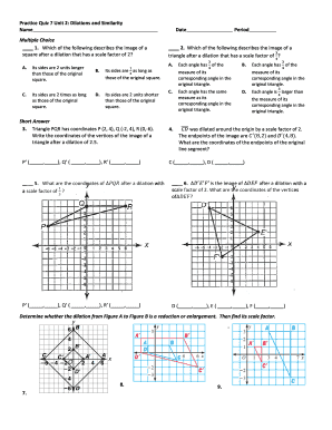 Practice Quiz 7 Unit 2 Dilations and Similarity Answers Key  Form