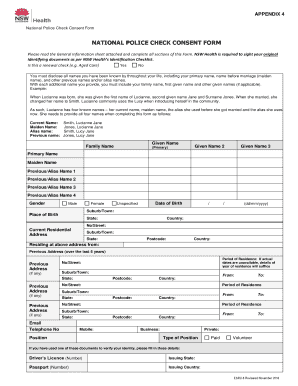 NATIONAL CRIMINAL RECORD CHECK CONSENT FORM NSW Health