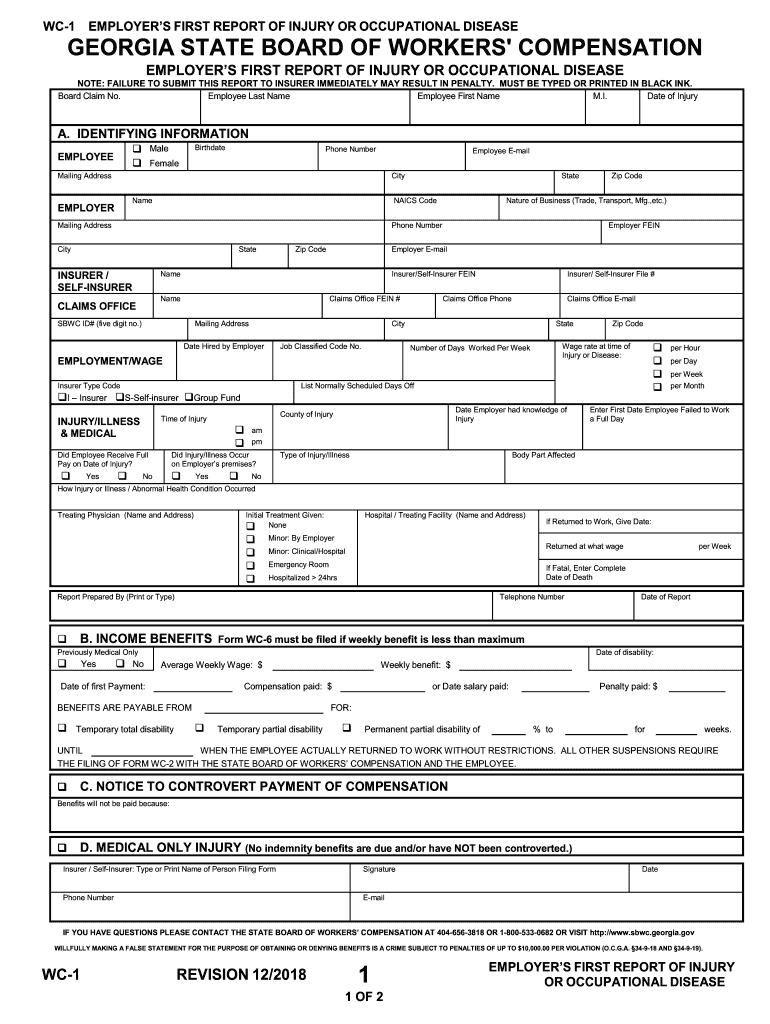  Wc 1 Form 2018