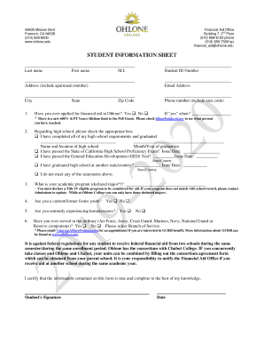 College Student Sheet  Form