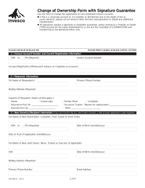 Invesco Change of Ownership Form 2019-2022: get and sign the form in seconds