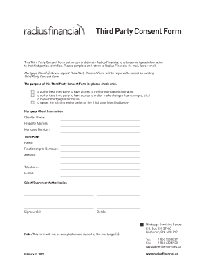 Radius Financial Third Party Consent Form