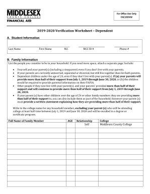  Dependent Verification Worksheet DOCX 2019-2024