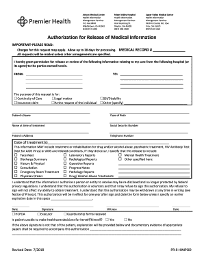  Premier Health Form 2018