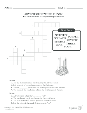 Advent Crossword Puzzle  Form