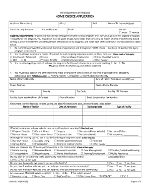 Eligibility Requirements If You Have Transitioned through the HOME Choice Program After July , You Are Not Eligible to Reapply  Form