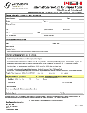 Corecentric Solutions Repair Form