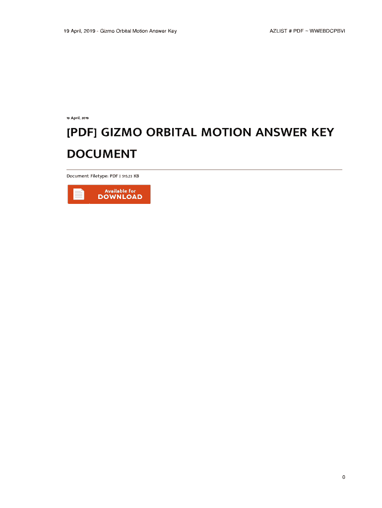 Orbital Motion Gizmo Answers PDF  Form