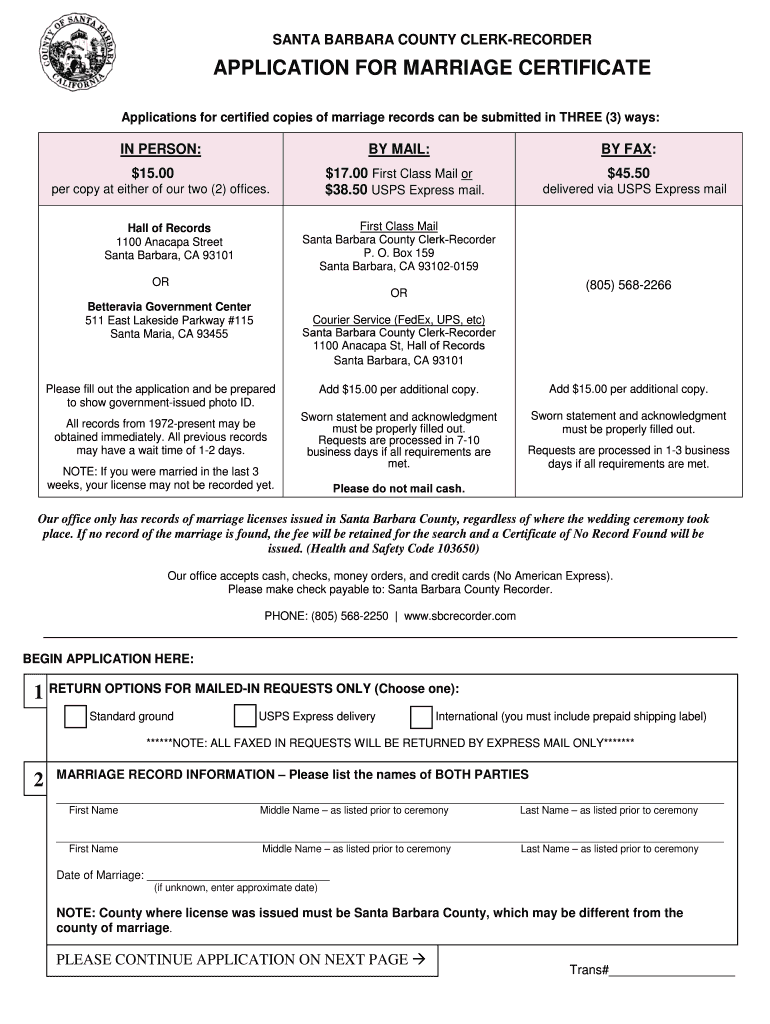 Applications for Certified Copies of Marriage Records Can Be Submitted in THREE 3 Ways  Form