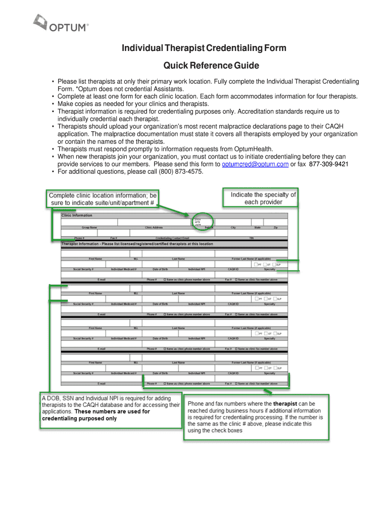 Optum Credentialing Form