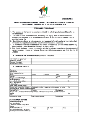 Annexure C of Government Gazette 37245  Form