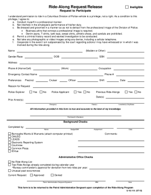 Get and Sign Columbus Police Release and Indemnification Form 2015-2022