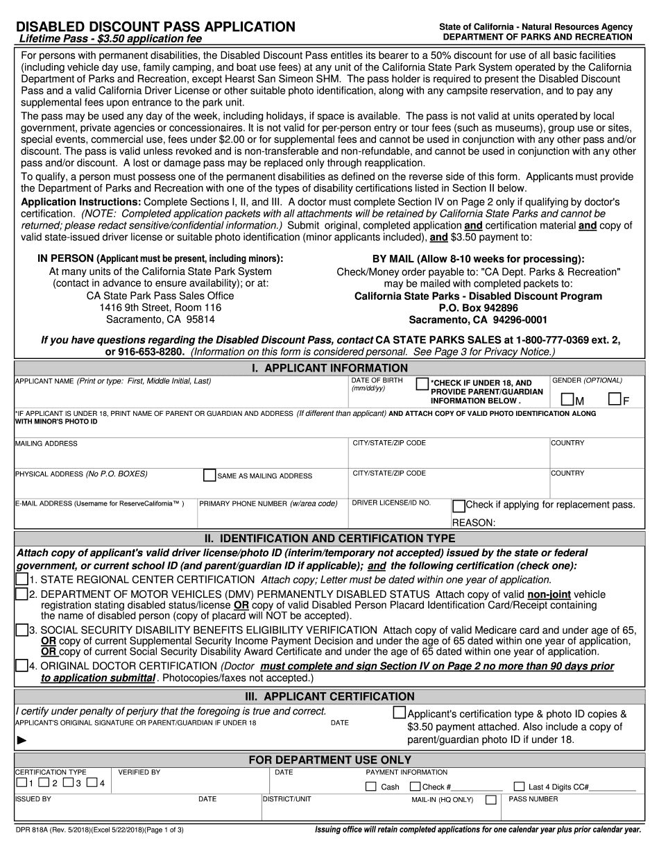 Get and Sign Mta Disabled Pass Ca State 2018-2022 Form