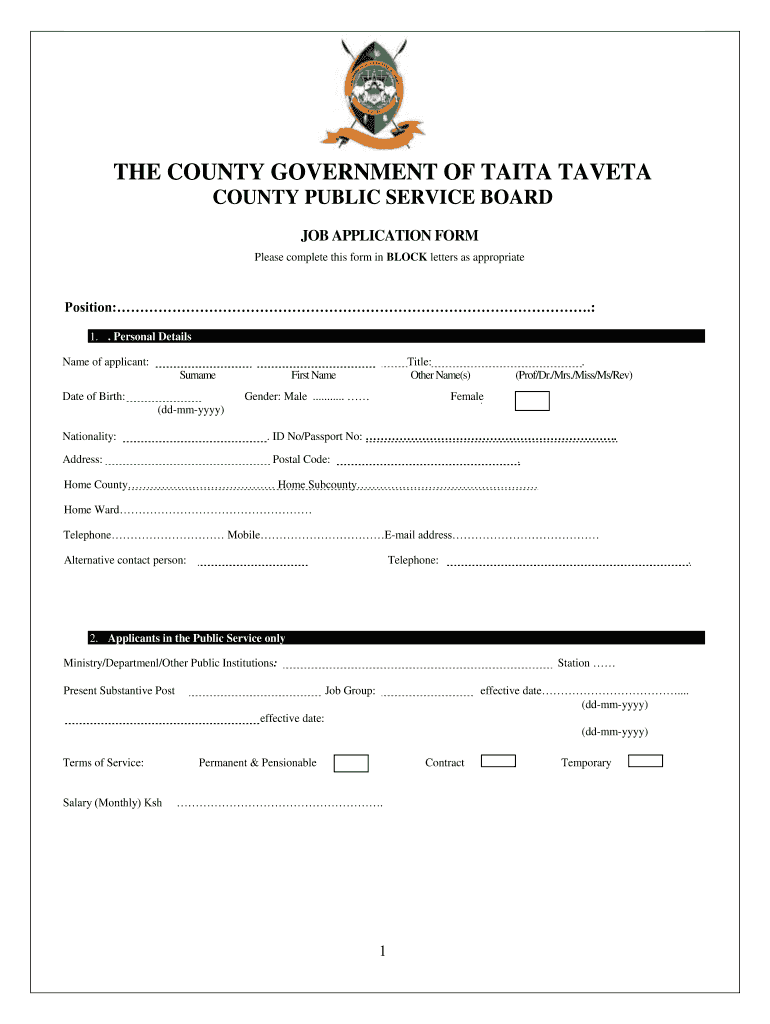 Get and Sign Taita Taveta Public Service Board Website  Form