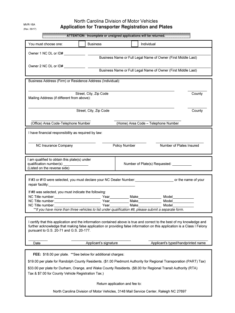 NCDMV Vehicle Registration Forms Ncdot