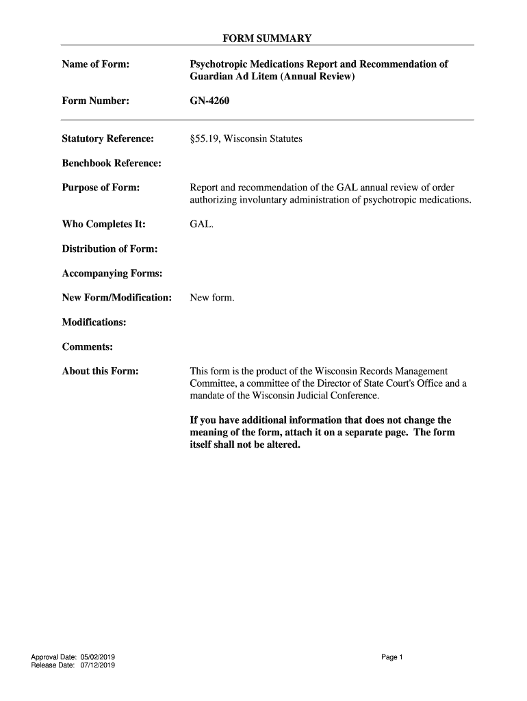 Psychotropic Medications Report and Recommendation of  Form