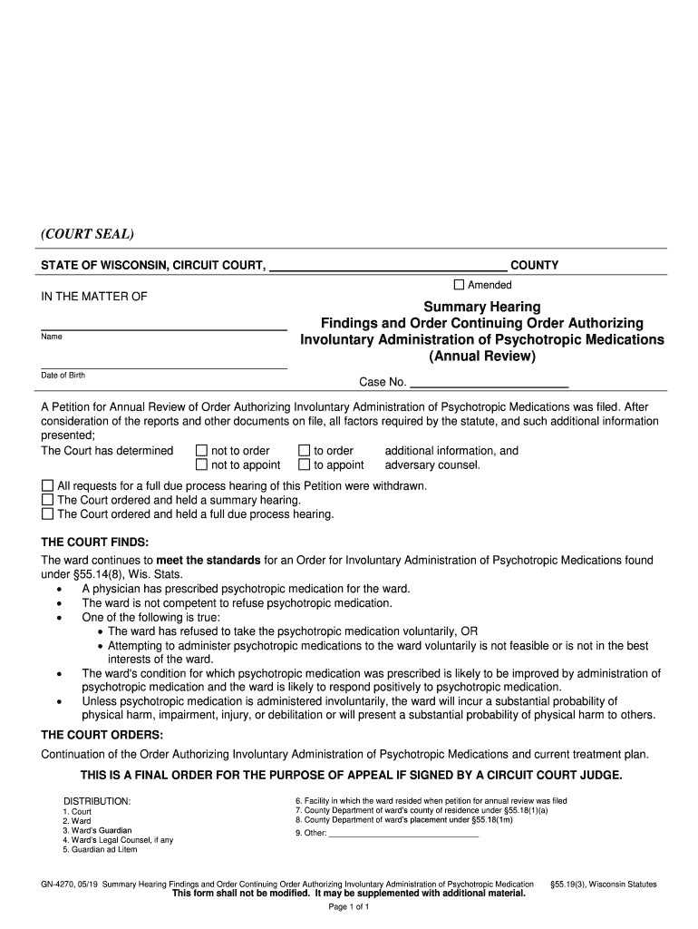 Summary Hearing  Form