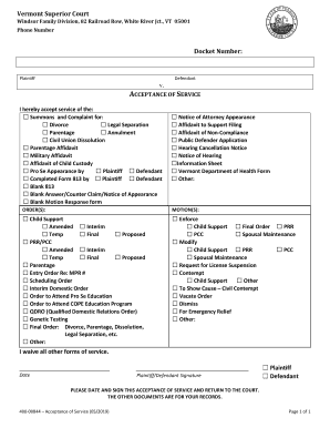 Windsor Family DivisionVermont Judiciary  Form