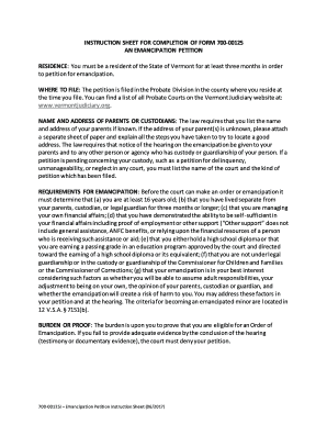 Chapter 217 Emancipation of Minors Vermont Laws Form