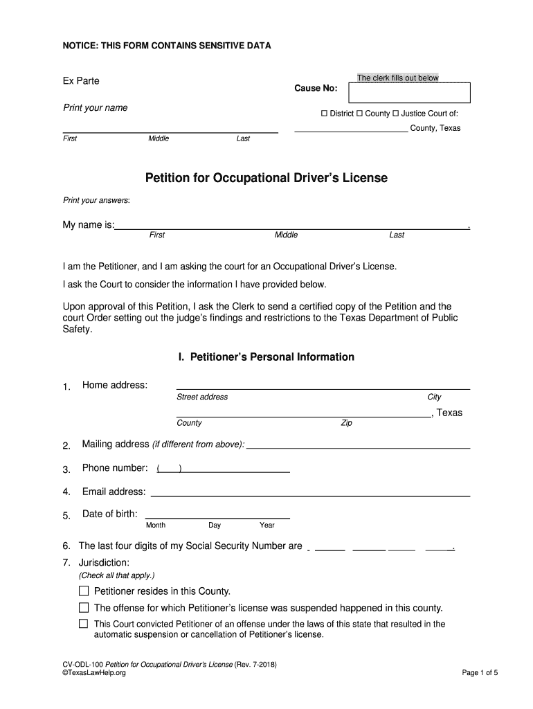 Upon Approval of This Petition, I Ask the Clerk to Send a Certified Copy of the Petition and the  Form