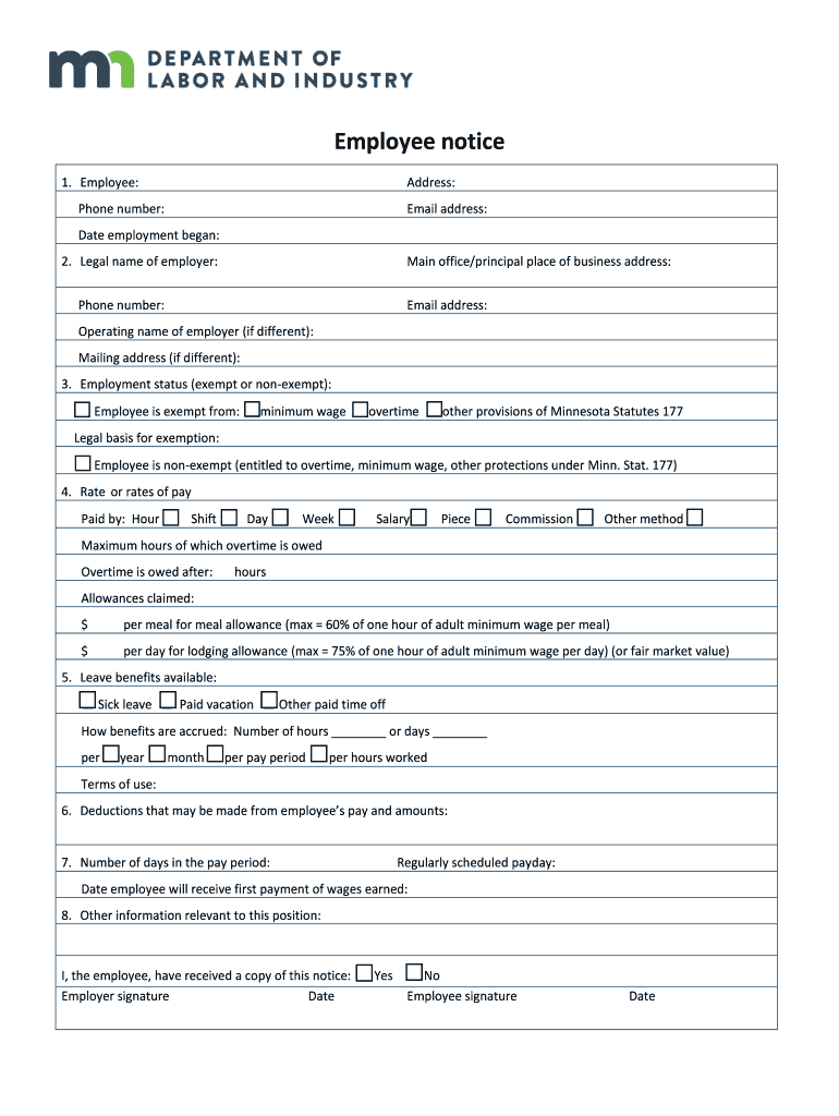 Employee Notice  Form