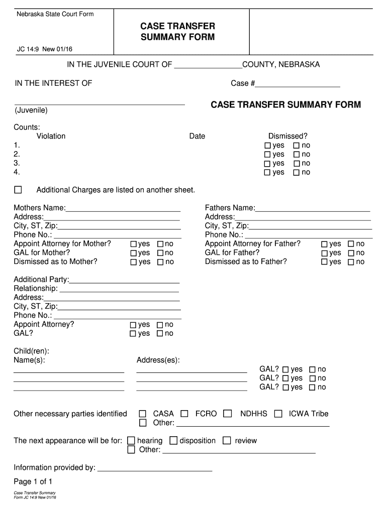 CASE TRANSFER  Form