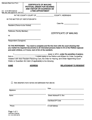 PETITION, ORDER for HEARING  Form