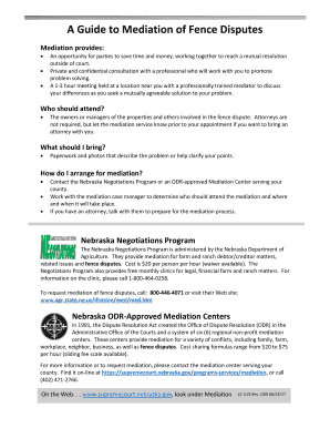 A Guide to Mediation of Fence Disputes  Form